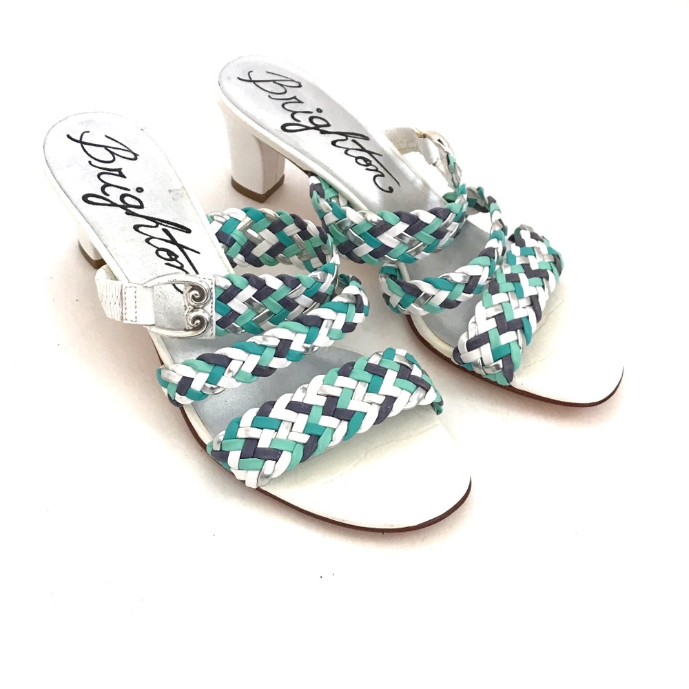 BRIGHTON Braided Leather Kitten Heel Sandals Tress  Women’s Size 7